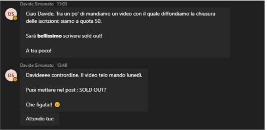 Messaggio del cliente: sold out!